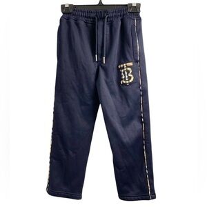 Burberry Dark Blue Sweatpants with Plaid Accent